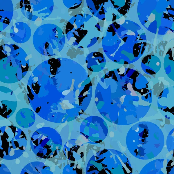 濃い青の塗料スプラッタシームレスパターン 抽象的な多色ベクトル背景 テキスタイル ファブリック 包装紙のためのカラフルなデザインの壁紙 — ストックベクタ