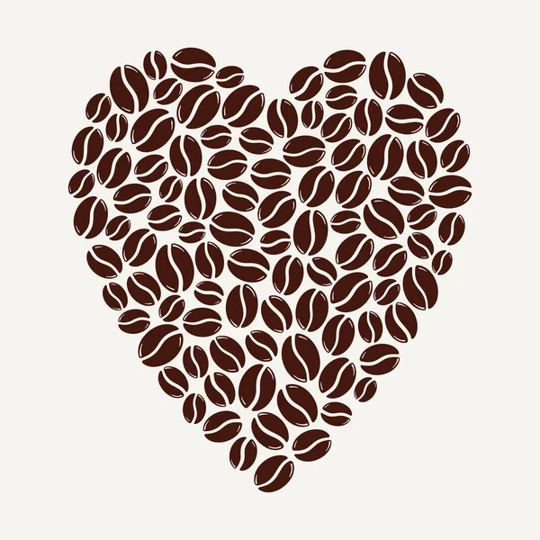 Groupe Grains Café Torréfiés Formant Cœur Amour Symbole Caféine Illustration — Image vectorielle