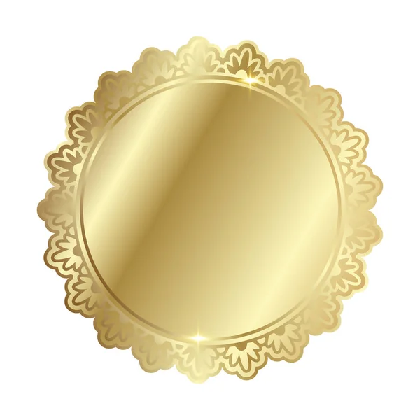 Quadro Redondo Ornamentado Brilhante Dourado Brilhante Isolado Sobre Branco Ouro —  Vetores de Stock