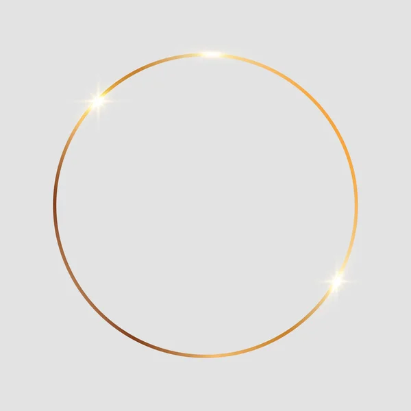 Gouden Glanzend Rond Frame Geïsoleerd Lichtgrijze Achtergrond Goud Metalen Luxe — Stockvector