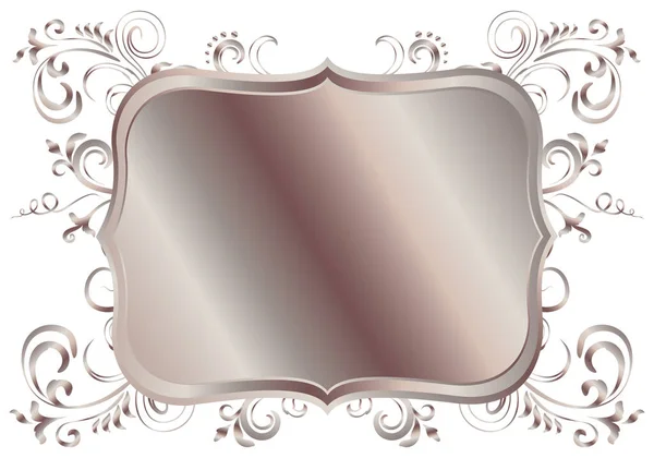 Rose Gouden Glanzend Gloeiende Victoriaanse Sierlijke Frame Geïsoleerd Wit Brons — Stockvector