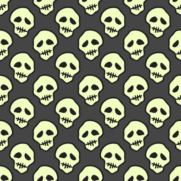 Vektorové Halloween Čmáranice Lebky Bezešvé Vzor Navrhnout Pozadí Pro Plakát — Stockový vektor