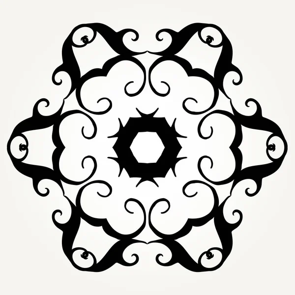 Ornate Kritzelrunde Rosette Schwarz Über Weißem Hintergrund Mandala Geformt Mit — Stockvektor