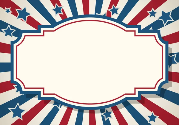 American Patriotic Background United States Blank Vintage White Frame Space — Stock Vector