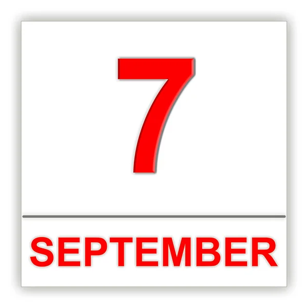 9 月 7 日。カレンダー上の日付. — ストック写真