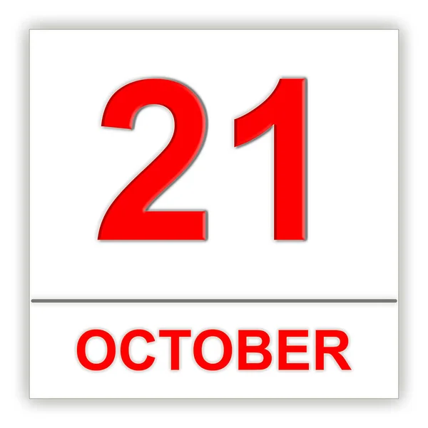 10 月 21 日。カレンダー上の日付. — ストック写真