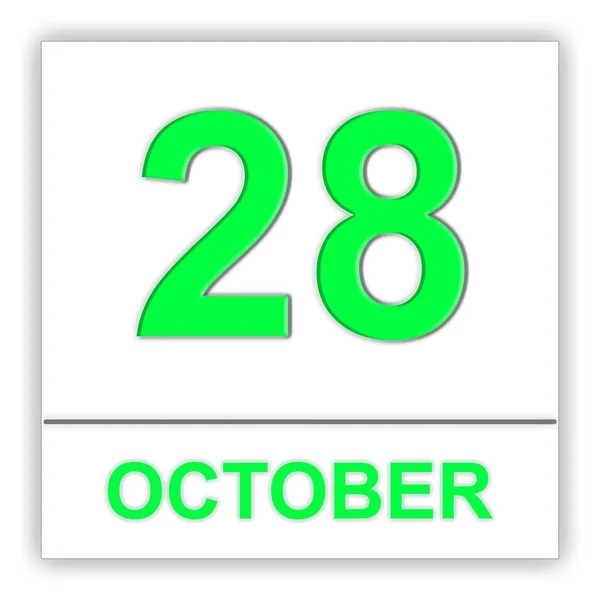 10 月 28 日。カレンダー上の日付. — ストック写真