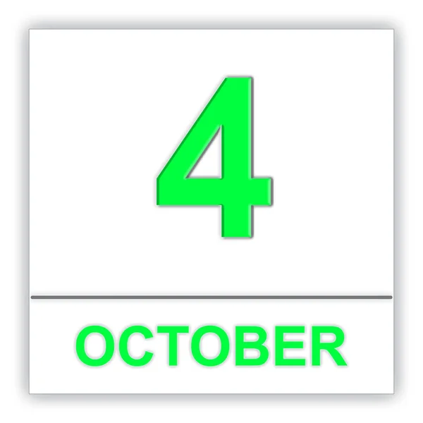 4 oktober. dag op de kalender. — Stockfoto