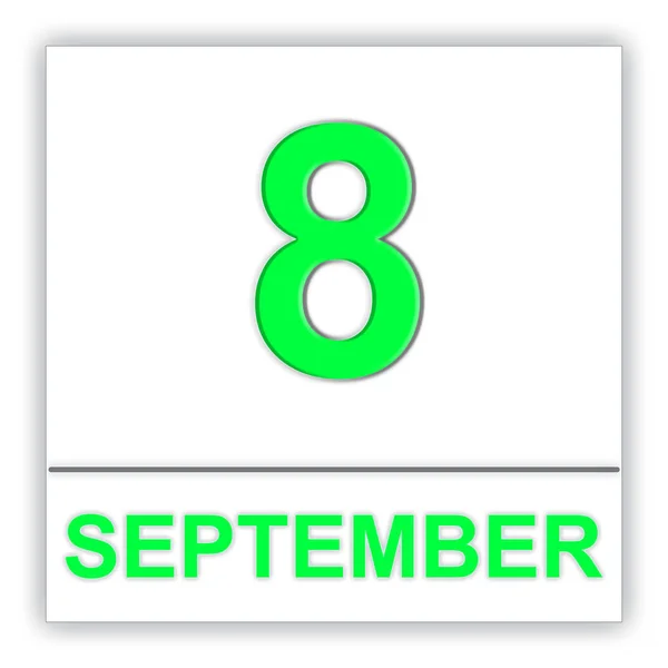 9 月 8 日。カレンダー上の日付. — ストック写真