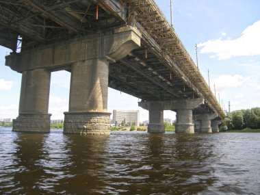 Paton Köprüsü ve Dinyeper Nehri. Kiev.
