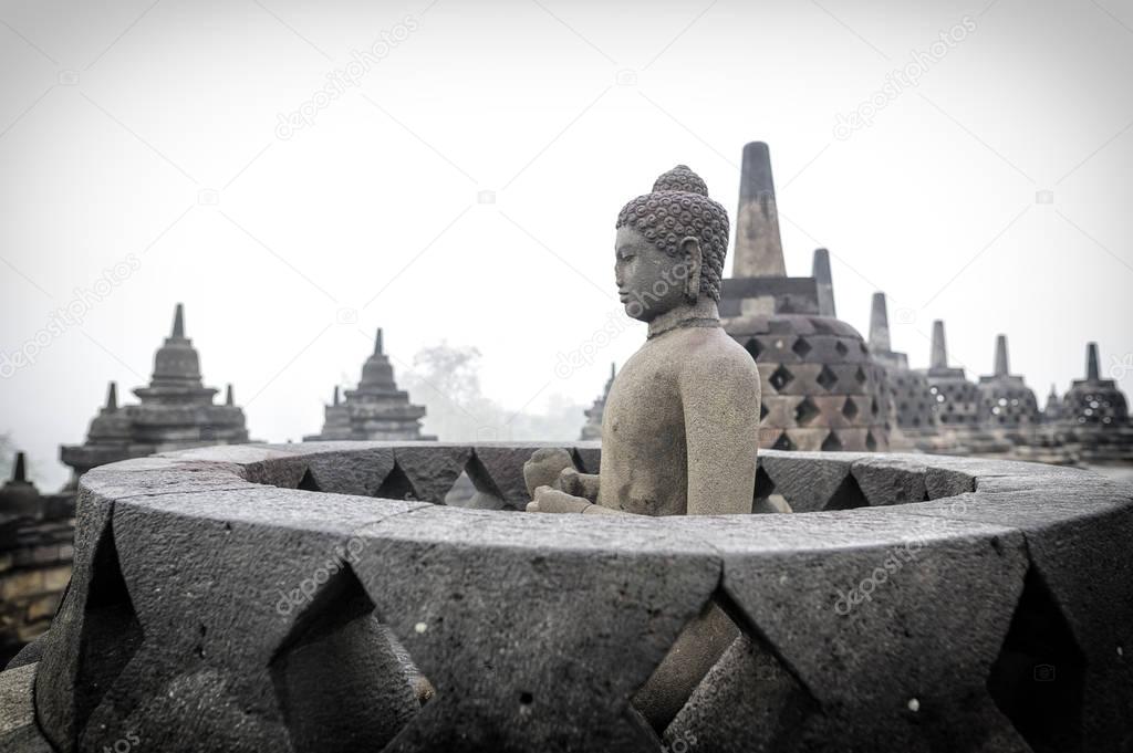 Buddhist Temple Borobudur Taken at Sunrise. Yogyakarta, Indonesi