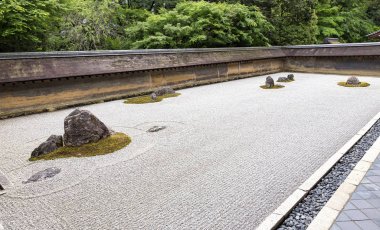 Vew ofjjapanese zen Bahçe Ryoan-ji Tapınağı Kyoto