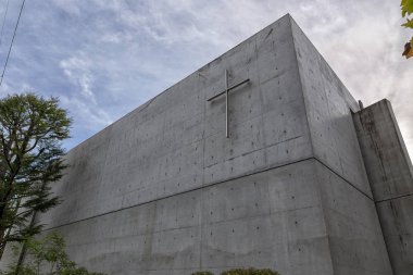 Osaka, Japonya - 11 Kasım 2019 Ligh Kilisesi 'nin İçi