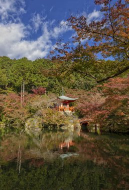 Daigoji tapınağı ve sonbahar akçaağaç ağaçları