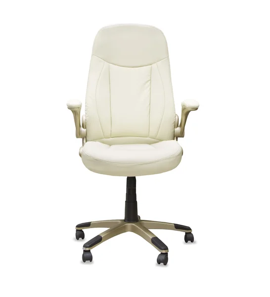Office chair from white leather isolated — Stock Photo, Image