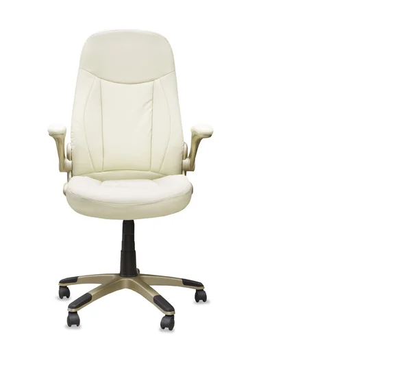 Office chair from white leather isolated — Stock Photo, Image