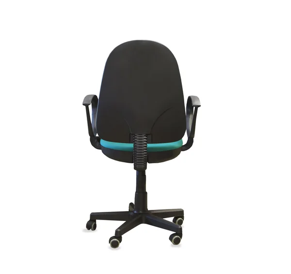 Zobacz nowoczesne krzesło z powrotem z zielonym suknem. Na białym tle — Zdjęcie stockowe
