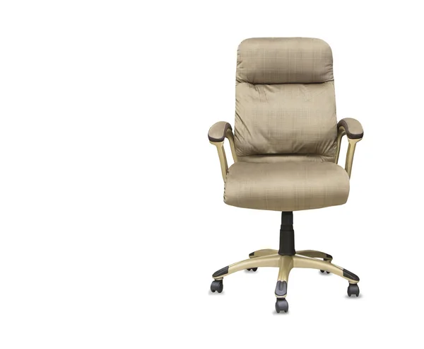 Modern office chair from beige cloth over white — Stock Photo, Image