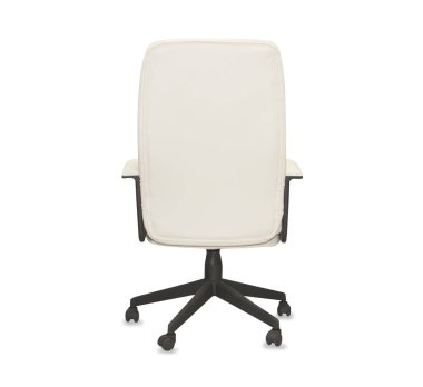 Bej deriden modern ofis koltuğu. İzole edilmiş