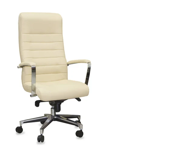 Modern irodai szék bézs bőrből. Elszigetelt — Stock Fotó