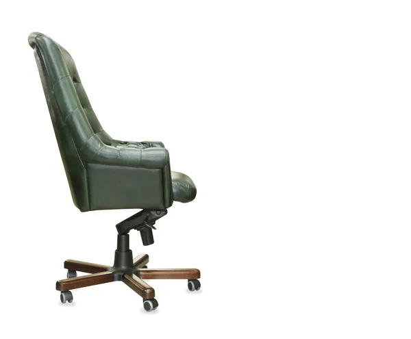 La vue de profil du président chaise de bureau en cuir vert. I — Photo