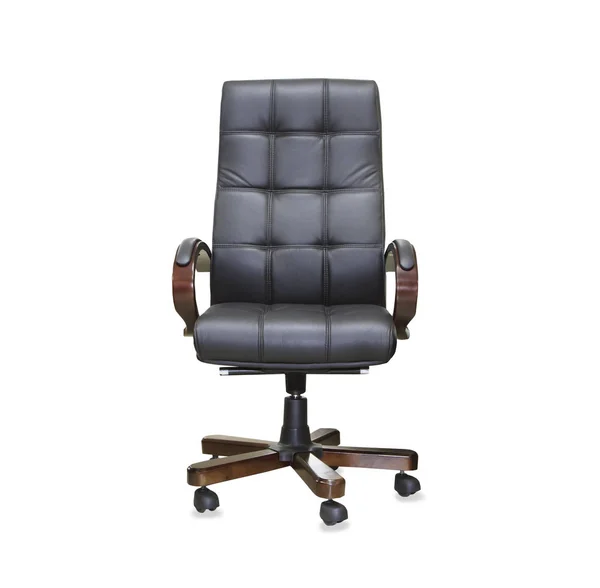 The office chair from black leather. Isolated — Stock Photo, Image