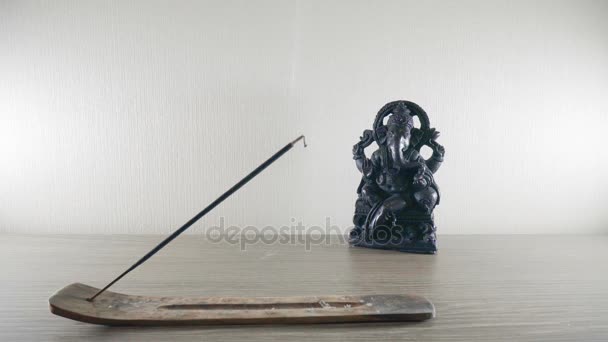 Burning Incense Stick Background Ganesh Statues Buddhist Temple — Stock Video