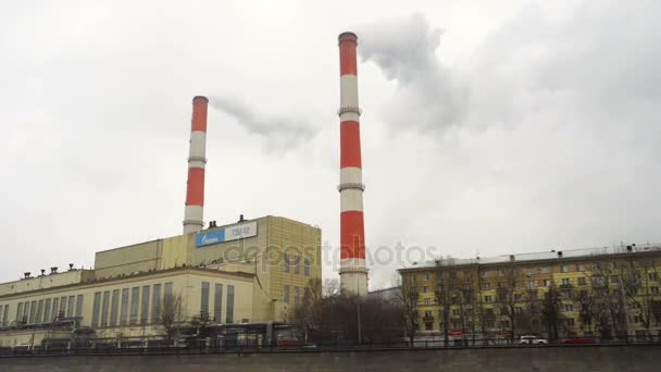 Moscow Federacja Rosyjska Marca 2017 Elektrownia Cieplna Mosenergo Nabrzeże Rzeki — Wideo stockowe