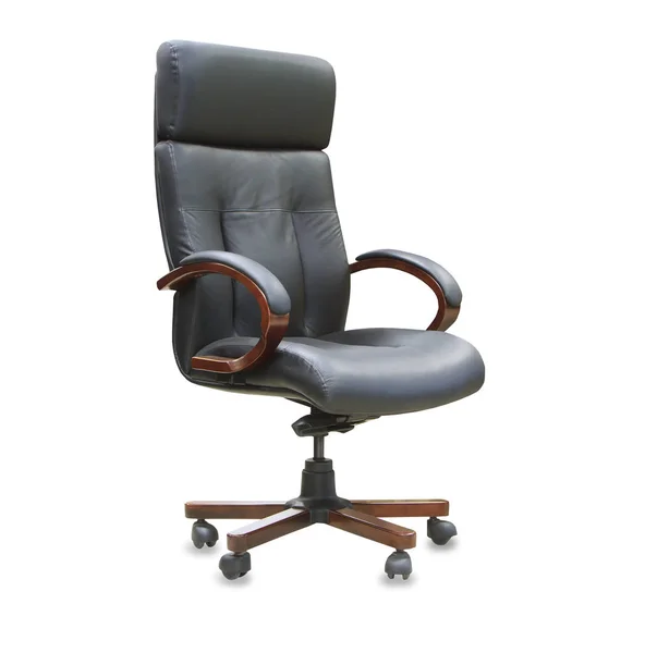 The office chair from black leather. Isolated — Stock Photo, Image