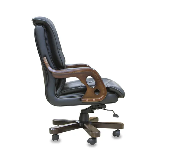 Il profilo vista moderna sedia da ufficio in pelle nera. Isolato — Foto Stock