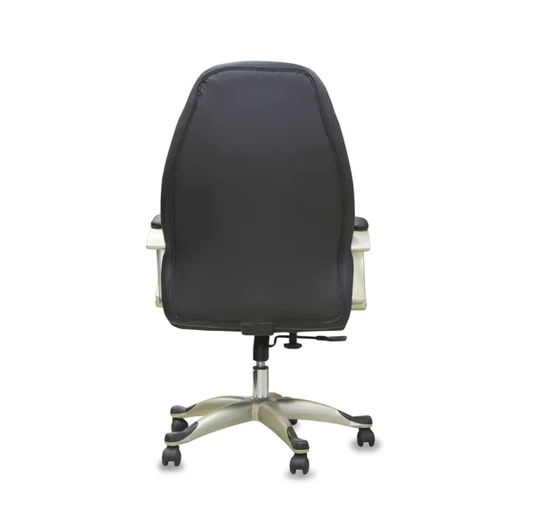 Widok z tyłu nowoczesne krzesło biurowe z czarnej skóry. Izolacja — Zdjęcie stockowe