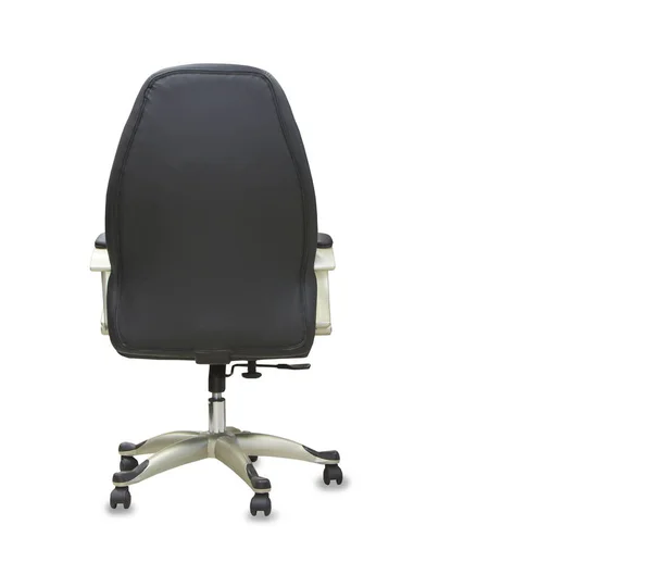 Πίσω όψη μοντέρνας καρέκλας γραφείου από μαύρο δέρμα. Μεμονωμένα — Φωτογραφία Αρχείου