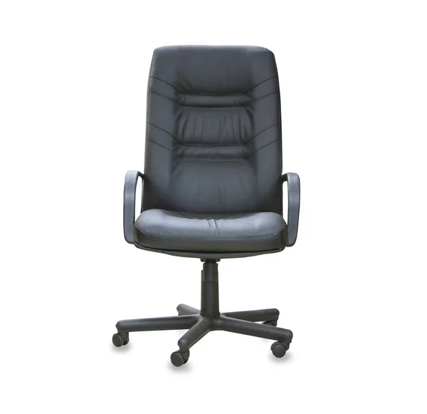Kancelářská židle z černé kůže. Izolované — Stock fotografie