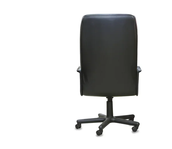 Back view of modern office chair from black leather. Isolated — Stock Photo, Image