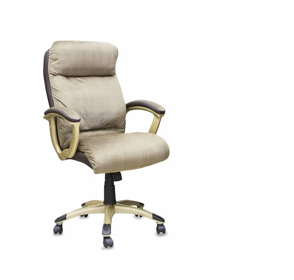 Modern office chair from beige cloth over white — Stock Photo, Image