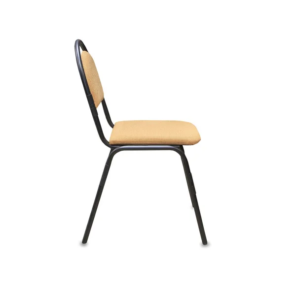 Krzesło biurowe z brązowego sukna. Na białym tle — Zdjęcie stockowe
