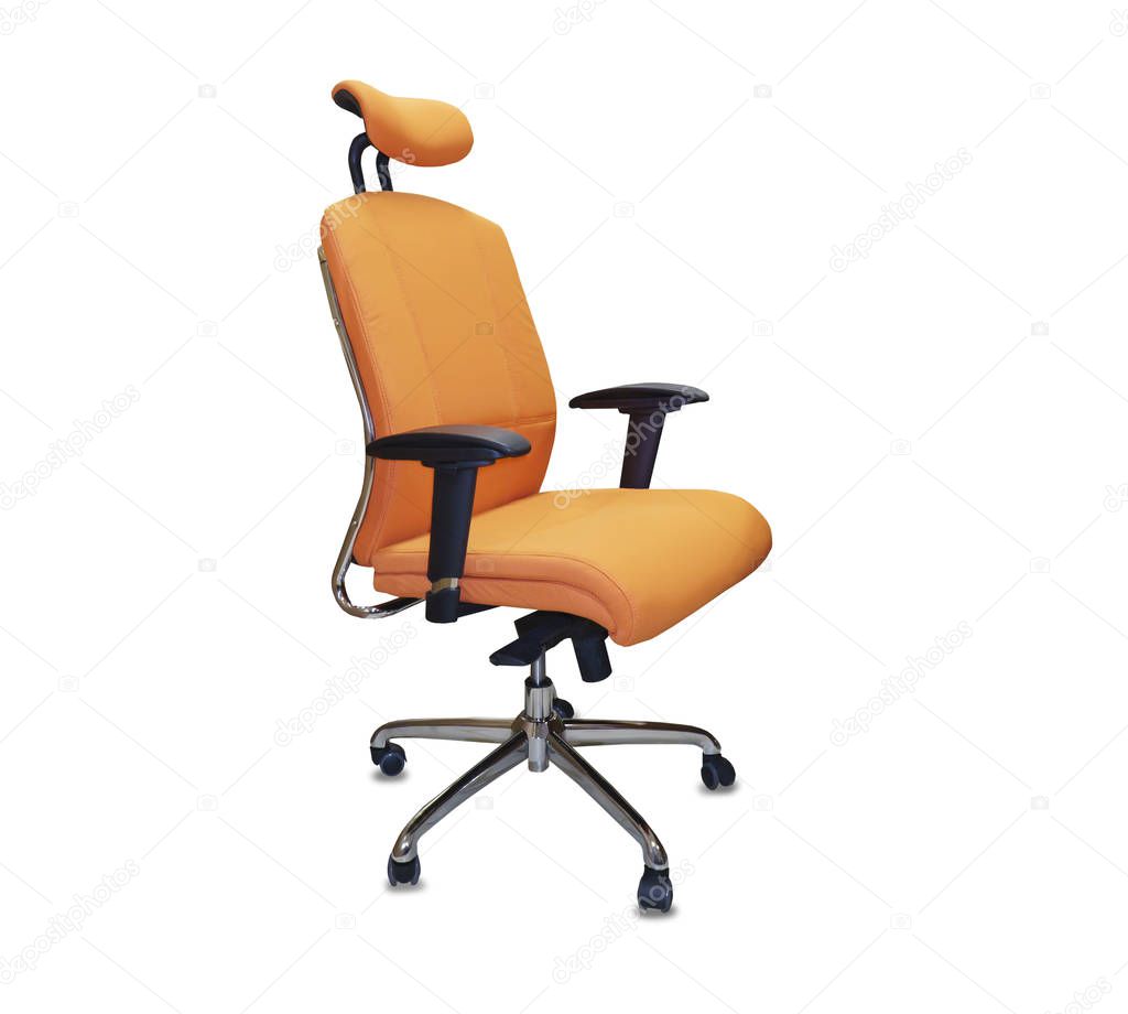 The office chair from orange cloth. Isolated