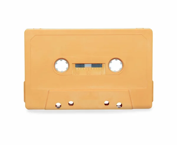 Vintage pomarańczowy audio kaseta magnetofonowa na białym tle nad białym — Zdjęcie stockowe