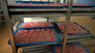 Marmelat eski fabrikada tepsileri ile rafları