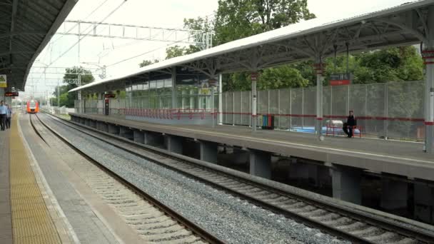 Partenza dalla stazione del treno ad alta velocità inghiottire — Video Stock