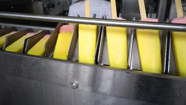 Las líneas automáticas transportadoras para la producción de helados — Vídeo de stock