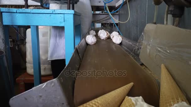Przenośnik automatyczne linie do produkcji lodów — Wideo stockowe