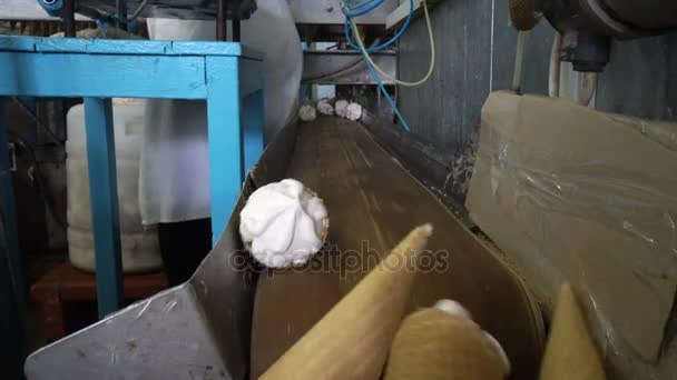 Las líneas automáticas transportadoras para la producción de helados — Vídeo de stock