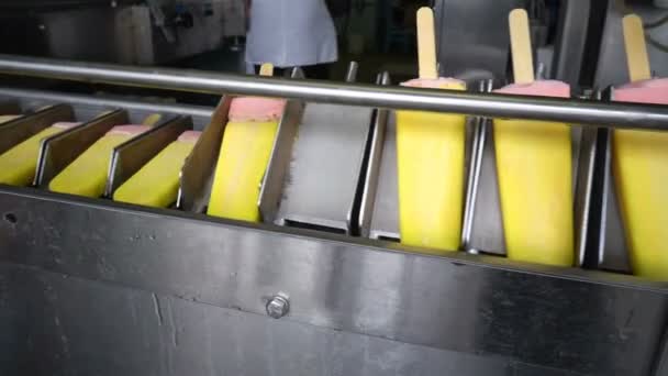 Конвеєрні автоматичні лінії для виробництва морозива — стокове відео