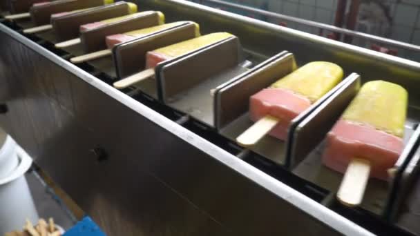 The conveyor automatic lines for the production of ice cream — Stock Video