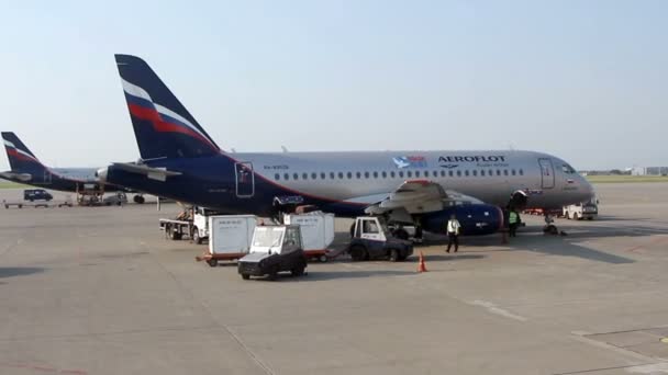 Moskva Ruská Federace Srpna 2015 Velký Provoz Cestujících Letadla Servisní — Stock video