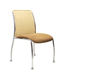 Ofis koltuğu bej kumaştan. İzole