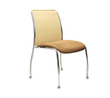 Ofis koltuğu bej kumaştan. İzole