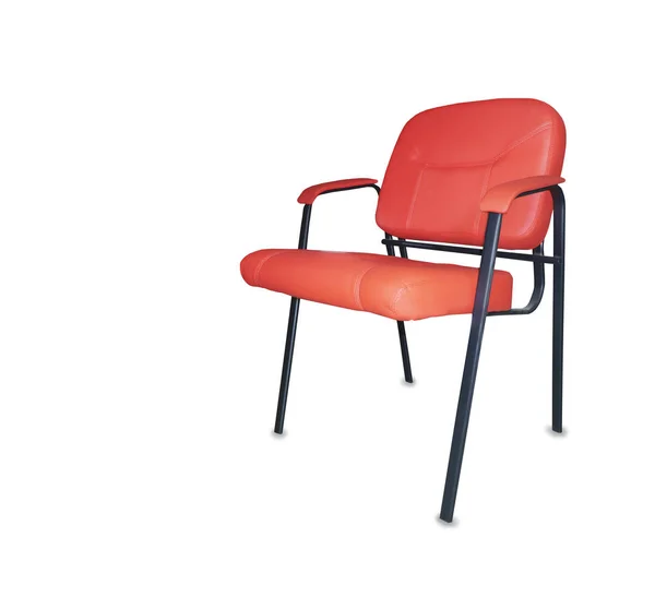 De stoel van het Bureau van rood leer. geïsoleerd — Stockfoto