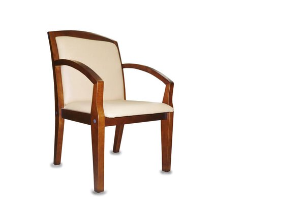 The office chair from beige leather. Isolated